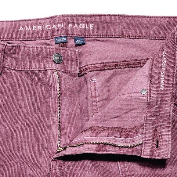 American Eagle Womens Corduroy Stretch Pants Classic Skinny Fit Size 20 Burgundy - Picture 3 of 13